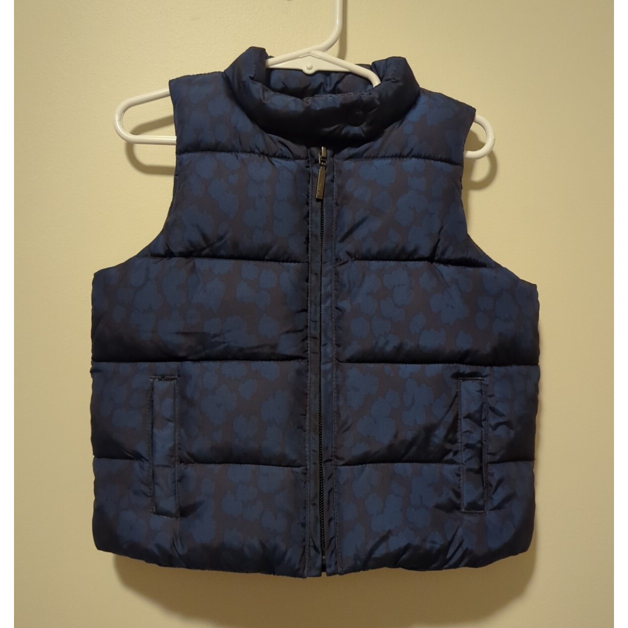 Baby Gap Size 3t Toddler, Puffer Vest, Blue And Black Animal Print, Spring Fall